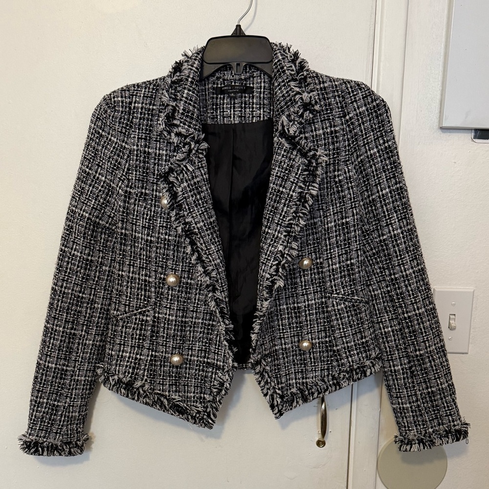 Romeo & Juliet Couture Black and White Tweed Blazer